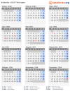Kalender 1954 mit Ferien und Feiertagen Thüringen