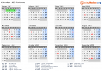 Kalender 1963 mit Ferien und Feiertagen Toulouse