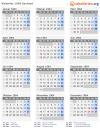 Kalender 1964 mit Ferien und Feiertagen Sachsen