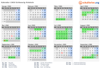 Kalender 1966 mit Ferien und Feiertagen Schleswig-Holstein