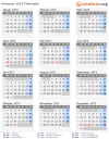 Kalender 1973 mit Ferien und Feiertagen Thüringen