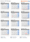 Kalender 1975 mit Ferien und Feiertagen Thüringen