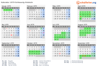 Kalender 1979 mit Ferien und Feiertagen Schleswig-Holstein