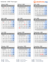 Kalender 1980 mit Ferien und Feiertagen Thüringen