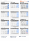 Kalender 1982 mit Ferien und Feiertagen Sachsen-Anhalt