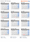 Kalender 1984 mit Ferien und Feiertagen Thüringen