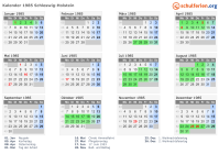 Kalender 1985 mit Ferien und Feiertagen Schleswig-Holstein