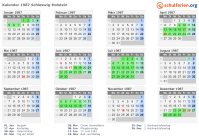 Kalender 1987 mit Ferien und Feiertagen Schleswig-Holstein