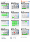 Kalender 1988 mit Ferien und Feiertagen Hessen