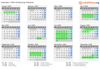 Kalender 1995 mit Ferien und Feiertagen Schleswig-Holstein