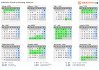Kalender 1996 mit Ferien und Feiertagen Schleswig-Holstein