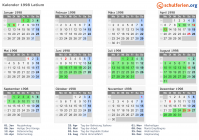Kalender 1998 mit Ferien und Feiertagen Latium