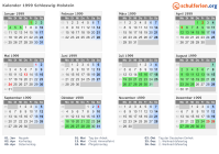 Kalender 1999 mit Ferien und Feiertagen Schleswig-Holstein