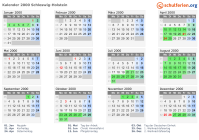 Kalender 2000 mit Ferien und Feiertagen Schleswig-Holstein