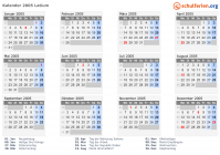 Kalender 2005 mit Ferien und Feiertagen Latium