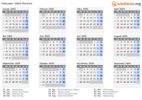 Kalender 2005 mit Ferien und Feiertagen Marken