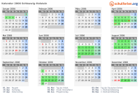 Kalender 2006 mit Ferien und Feiertagen Schleswig-Holstein
