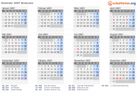 Kalender 2007 mit Ferien und Feiertagen Botsuana