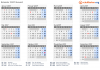 Kalender 2007 mit Ferien und Feiertagen Burundi