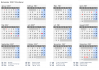 Kalender 2007 mit Ferien und Feiertagen Finnland
