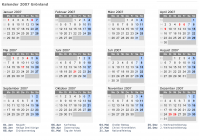 Kalender 2007 mit Ferien und Feiertagen Grönland