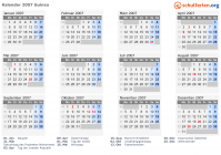 Kalender 2007 mit Ferien und Feiertagen Guinea