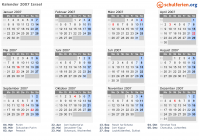 Kalender 2007 mit Ferien und Feiertagen Israel