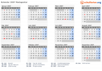 Kalender 2007 mit Ferien und Feiertagen Madagaskar
