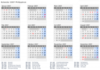 Kalender 2007 mit Ferien und Feiertagen Philippinen