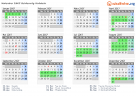 Kalender 2007 mit Ferien und Feiertagen Schleswig-Holstein