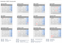 Kalender 2007 mit Ferien und Feiertagen Venezuela