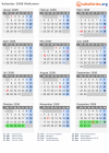 Kalender 2008 mit Ferien und Feiertagen Wallonien