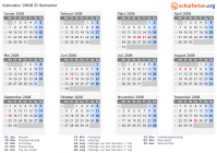 Kalender 2008 mit Ferien und Feiertagen El Salvador