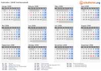 Kalender 2008 mit Ferien und Feiertagen Vatikanstadt