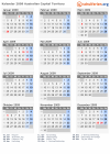 Kalender 2009 mit Ferien und Feiertagen Australisches Hauptstadtterritorium