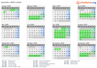 Kalender 2009 mit Ferien und Feiertagen Créteil