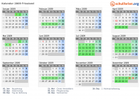 Kalender 2009 mit Ferien und Feiertagen Friesland
