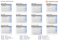 Kalender 2009 mit Ferien und Feiertagen Ruanda