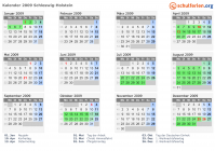 Kalender 2009 mit Ferien und Feiertagen Schleswig-Holstein