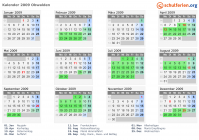 Kalender 2009 mit Ferien und Feiertagen Obwalden