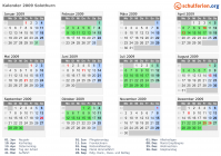 Kalender 2009 mit Ferien und Feiertagen Solothurn