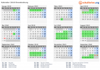 Kalender 2010 mit Ferien und Feiertagen Brandenburg
