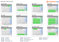 Kalender 2010 mit Ferien und Feiertagen Créteil