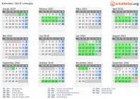 Kalender 2010 mit Ferien und Feiertagen Limoges