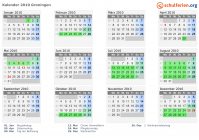 Kalender 2010 mit Ferien und Feiertagen Groningen