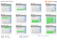 Kalender 2010 mit Ferien und Feiertagen Zeeland
