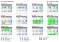 Kalender 2010 mit Ferien und Feiertagen Salzburg