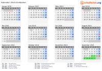 Kalender 2010 mit Ferien und Feiertagen Großpolen