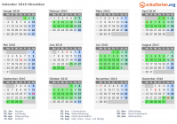 Kalender 2010 mit Ferien und Feiertagen Obwalden