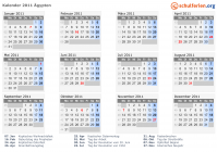 Kalender 2011 mit Ferien und Feiertagen Ägypten